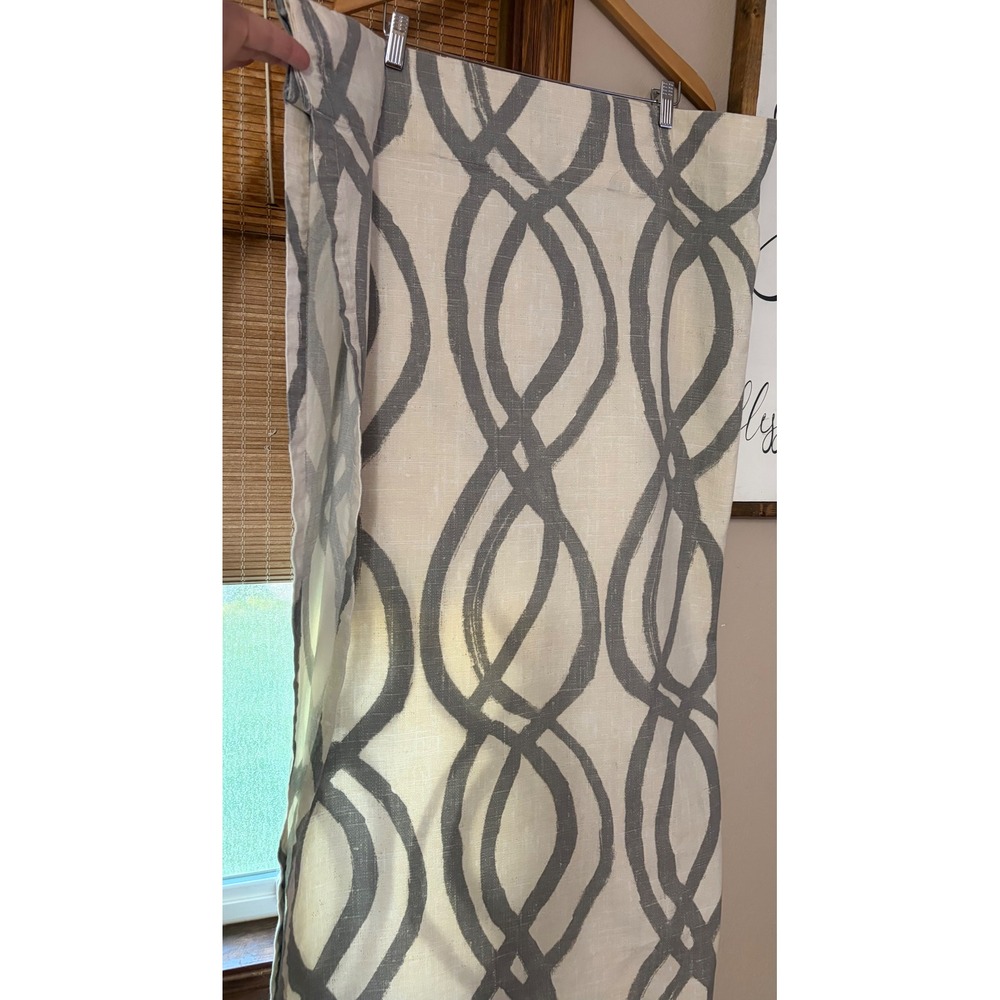 West Elm Gray White Geometric Cotton Curtain Panel (4)48 width Rod Pocket Modern